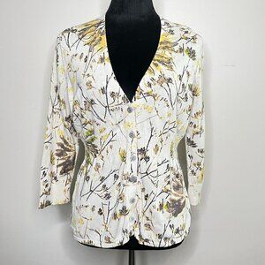 Vintage Reversible Peplum Cottagecore Style Floral Button Front Knit Sweater